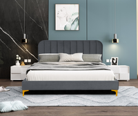 Lit Moderne de Luxe Design pour Chambre à Coucher, Cadre de Lit Capitonnée Ajustable 180x200 avec Rangement