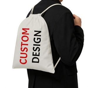 Custom Design Cotton Bags Lightweight Gym Sports Drawstring Bag for Outdoors Travel - Product Image 1