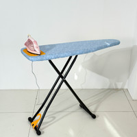 Planche à repasser pliable grande taille avec cadre métallique en X et support, housse résistante à la chaleur, table à repasser sur pied pour rangement domestique