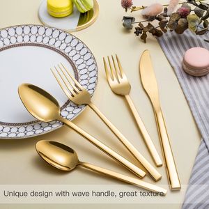 Juego de cubiertos de acero inoxidable dorado para bodas, al por mayor, que incluye cuchillos, tenedores y cucharas - Product Image 6
