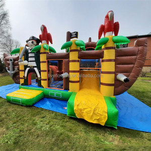 Château gonflable pirate avec toboggan et aire de jeux intérieure/extérieure pour enfants - Product Image 1