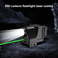 Lampe torche tactique verte réglable 10x 550 lumens avec laser, combo étanche, lumière LED stroboscopique, accessoires de chasse 500-1500m