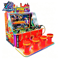 Arcadix Machine de jeu d'arcade de tir à l'eau à monnayeur, 2 à 4 joueurs, Thème Pompier courageux, pour aire de jeux intérieure pour enfants