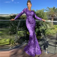 Gaun Malam Cocktail Lengan Panjang Glitter 2022 Gaun Panjang Penuh Penuh Gemerlap Seksi Wanita Cantik Gaun Ibu dari Pengantin