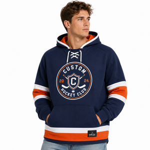Sweat à capuche de hockey à lacets, style maillot de hockey rayé, pull pour les jours de match, vêtements pour supporters - Product Image 2