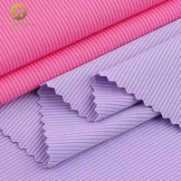 Tissu tricoté côtelé 2x2 doux et élastique, 95% polyester 5% élasthanne, 300g, teint uni, pour vêtements de filles