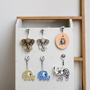 आदिवासी हाथी डिजाइन शरीर भेदी गहने सर्जिकल स्टील नाभि रिंग फैशनेबल थोक थोक पेट बटन छल्ले - Product Image 5