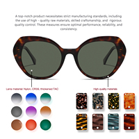 Lunettes de soleil polarisées noires à monture épaisse en acétate avec logo personnalisé, lunettes de soleil rondes vintage de haute qualité pour femmes et hommes