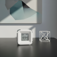 Réveil de bureau innovant à affichage numérique LCD multifonctionnel avec température, humidité et calendrier, design carré, vente directe d'usine