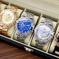 Ensemble de 6 montres chronographes à quartz pour homme avec boîte cadeau, affichage de la date lumineux, montres de sport pour affaires, étanches