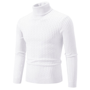 Suéter de cuello alto para hombre, tejido negro, manga larga, anti-bolitas, informal, de invierno, OEM ODM - Product Image 6