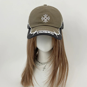 Gorra de béisbol de 6 paneles estilo hip-hop americano con bordado de letras cruzadas y púas de PVC para hombre/mujer, protección solar con remaches, primavera/otoño - Product Image 2