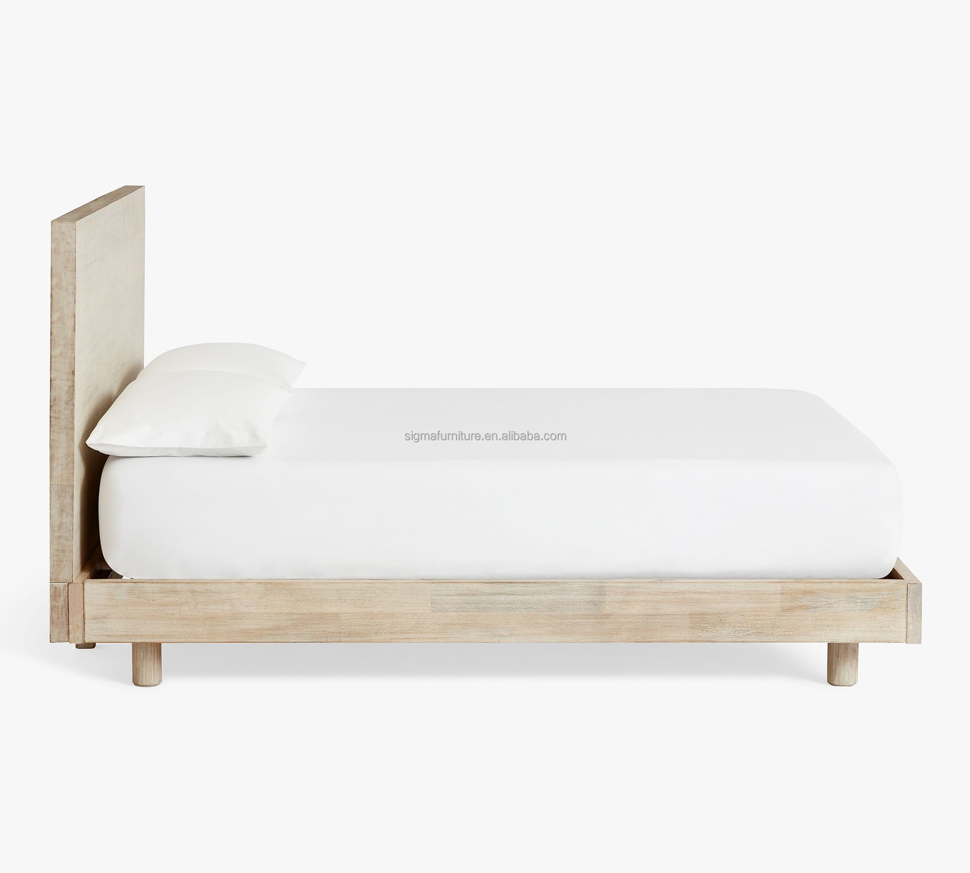 Modern  luxury farmhouse style full size wooden platform high headboard  bed