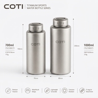 Bouteille d'eau sportive en titane pur 700/1000 ml, ultralégère et portable pour le camping en plein air et le cyclisme