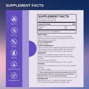 OEM/ODM Tiras Orales de Melatonina y GABA de Disolución Rápida para una Absorción Veloz, Ayuda para Dormir, para un Sueño Reparador - Product Image 2