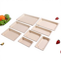 Boîte à sushi jetable en pulpe de canne à sucre, plastique PET PP, compartiment double couche, personnalisée, étanche, résistante à l'huile, boîte d'emballage alimentaire