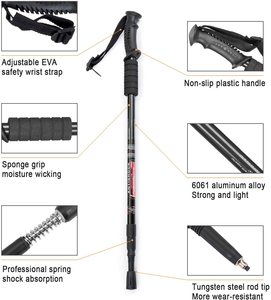 Bastón <span class=keywords><strong>de</strong></span> Senderismo <span class=keywords><strong>de</strong></span> Montaña <span class=keywords><strong>de</strong></span> Aluminio 6061 Telescópico <span class=keywords><strong>de</strong></span> 3 Secciones, Ultraligero y Antideslizante a Precio Económico - Product Image 4