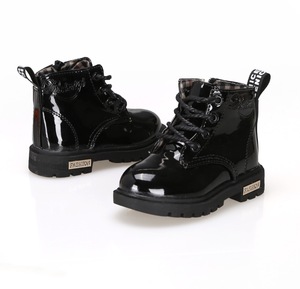 2024 hiver enfants superstarer cheville en cuir pu bottes courtes solides - Product Image 4