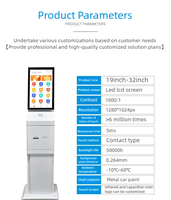 à commande automatique pour PC à écran tactile debout de 32 pouces, Kiosque interactif d'imprimante Android POS en libre-service