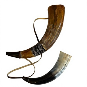 UO Crafts Corne de buffle soufflée à la main, forme naturelle, imitation antique, portable, objet de collection, style Viking, corne décorative - Product Image 1