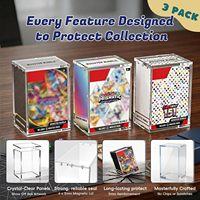 Lot de 3 étuis de protection en acrylique de hauteur standard |   Vitrine de présentation magnétique empilable de 5 mm, transparente comme du cristal, pour montage sur table