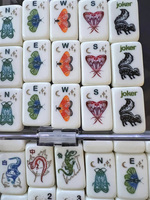 Juego de Fichas de Mahjong Americanas de Acrílico Pintadas a Mano y Grabadas con Diseño de Lujo: Zorro, Oso, Hongo, Flora y Fauna, 160 Piezas, Ecológico, Envío Inmediato