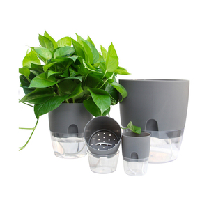 Self Watering Pots with Absorbent Cotton Rope Plastic Stylish Green Style Modern Flower Plant Pot For Indoor Plants