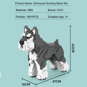 Jouets pour chiens Schnauzer 1:1 à succès, série d'animaux, ensembles de blocs de construction, briques de construction DIY, jouet en blocs 3D, cadeau pour enfants - Product Image 6