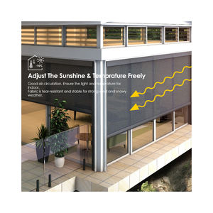 Persianas Enrollables Exteriores de PVC Transparente Impermeables con Cremallera Enrollable, Retráctiles Eléctricas <span class=keywords><strong>para</strong></span> Patio, con Instalación Integrada - Product Image 1