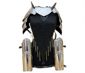 Gorget de caballero medieval con pauldrones protector de hombro de acero suave señora Chainmail Warrior Armor usable adulto Cosplay para mujeres - Product Image 1