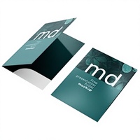 Carte de visite promotionnelle en papier couché A4, dossier de présentation à double poche avec 2 emplacements pour bons d'achat et argent liquide