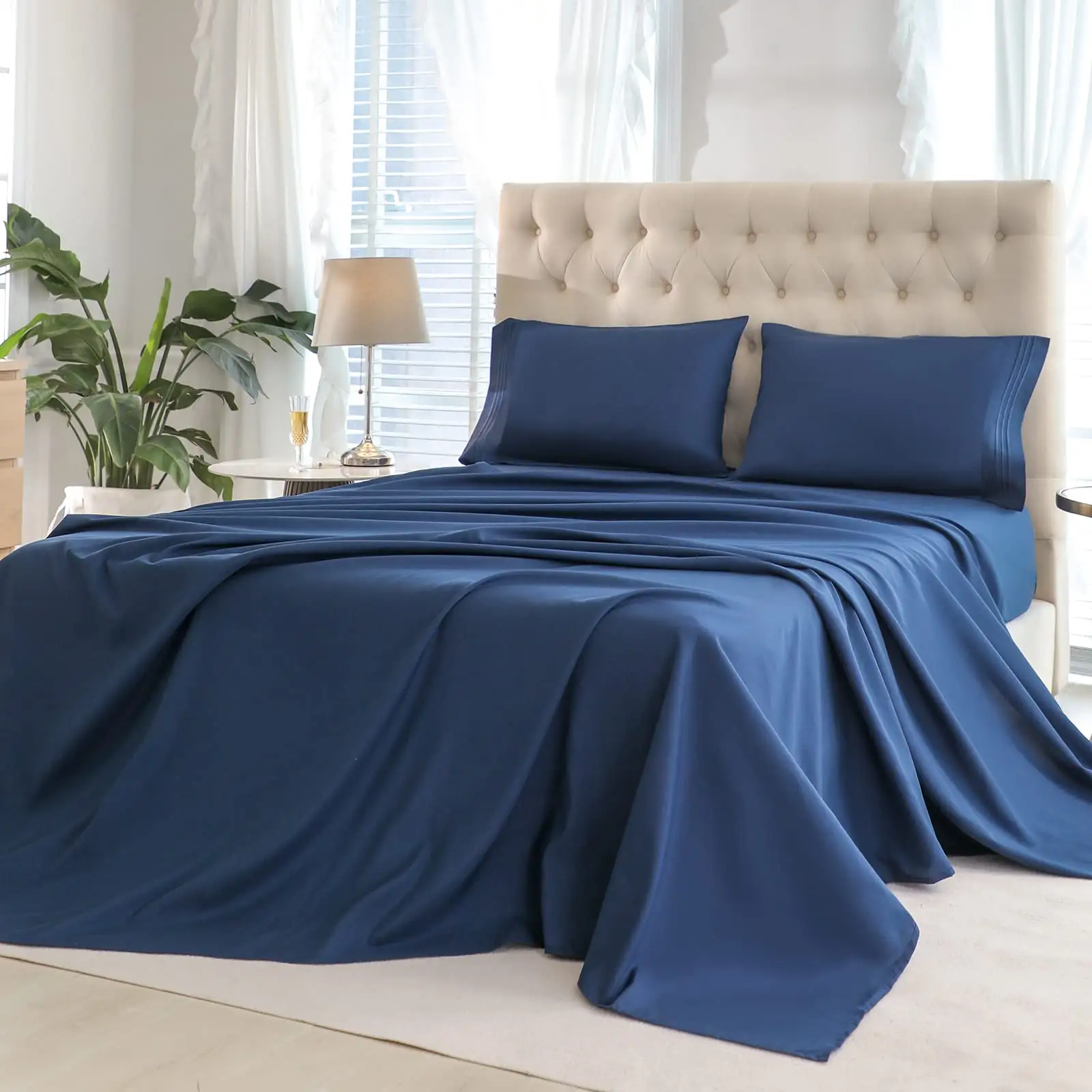 Amazon hot selling100% Cotton bed sheet set King Queen size with 2 pillow case 1 fitted 1flat