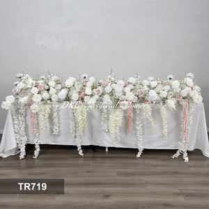 DKB Handmade Silk Artificial White Flower Arrangement Long Table Flower Runner for Wedding Mother's Day Christmas Events - Product Image 2