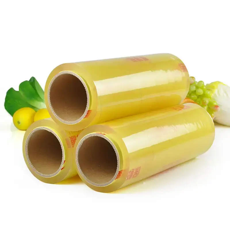 Neue hochwertige China Manufacture Einweg transparente kompost ierbare Frisch halte folie PVC-Frisch halte folie für Lebensmittel verpackungs folie Jumbo Roll