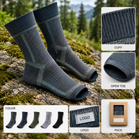 Chaussettes de compression à soutien gradué pour mollets, à bout ouvert, avec logo artistique, taille graduée, emballage, spécifications, maille côtelée