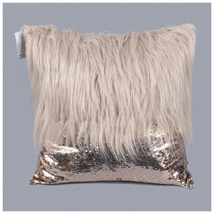 Taie d'oreiller carrée en fausse fourrure de 16x16 pouces à paillettes Patchwork pour la fête, housse de coussin décorative douce pour <span class=keywords><strong>canapé</strong></span>-lit - Product Image 6