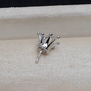 S925 Silver Crown Female Pendant Hairline Design 8-13 Pearl DIY Accessories Empty Tray Semi-finished 3926 <b>Fine</b> <b>Stud</b> <b>Earrings</b> - Product Image 4