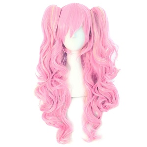 Cosplay Perruque Naturelle Longue Bouclée Style Clip-On Double Queues De Cheval Haute Température Fibre Dentelle Soyeuse Droite Vague Animation Costume - Product Image 1