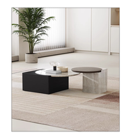 Table basse design moderne ronde avec dessus en marbre naturel et cadre en bois massif Table basse fantastique en placage de bois fumé domestique
