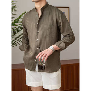 Camicie da uomo estive in <span class=keywords><strong>lino</strong></span> morbide, comode ed eleganti, camicie casual da uomo con logo personalizzato, camicie all'ingrosso - Product Image 1