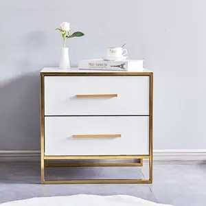 Nordic style bedroom nightstands with drawers slim bedside table with four metal legs