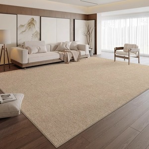 Tapis de salon de couleur unie, rectangulaire, en fibre de polyester, résistant aux taches, lavable, pour usage domestique, tapis de sol à couverture complète - Product Image 1