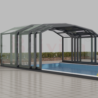 Baivilla Moderne Motorisierte Aluminiumrahmen-Glas-Teleskop-Poolabdeckung, Einziehbares Dach für Wintergärten und Hotelanlagen