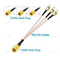 Cloison femelle SMA vers prise mâle 3xSMA 1 à 3 adaptateur séparateur RG178 Pigtail Jumper câble d'extension d'antenne WIFI