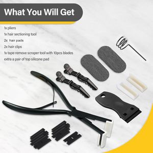 Kit <span class=keywords><strong>de</strong></span> Herramientas para Extensiones <span class=keywords><strong>de</strong></span> Cabello <span class=keywords><strong>de</strong></span> Acero Inoxidable, Cinta Impermeable, Pinza Selladora <span class=keywords><strong>de</strong></span> Superficies Planas, Removedor, Raspador, Pinzas para Cabello - Product Image 5