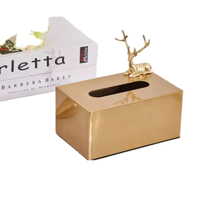 Boîte à mouchoirs carrée en métal doré de style nordique, pour la maison et l'hôtel - Product Image 1
