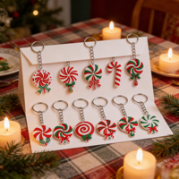 Porte-clés mousquetons en caoutchouc durable et étanche, thème bonbons de Noël à la menthe, personnalisables pour la promotion, les célébrations et les enfants