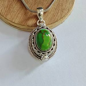 Natural Green Copper Turquoise Poisoner <b>Locket</b> Secret Compartment Box 925 Sterling Silver Pendant Gift for Her - Product Image 4