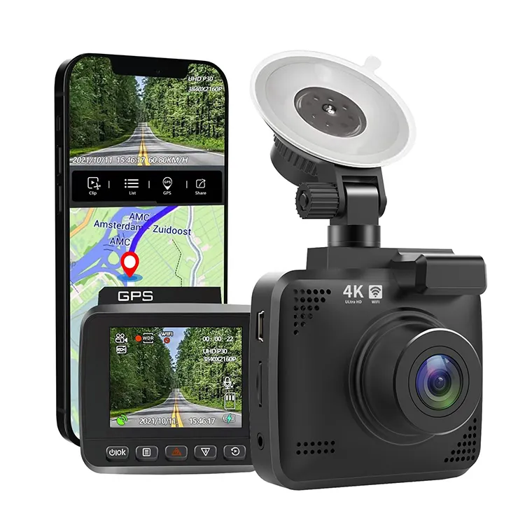 กล้องติดรถยนต์แบบมุมกว้าง,WDR,กล้องส่องกลางคืน,4K, UHD 2160P, 2.4 "LCD,เครื่องบันทึกกล้องแดชบอร์ด,WiFi, GPS,กล้องติดรถยนต์