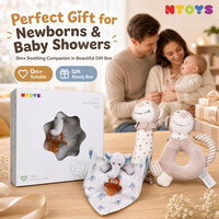 Couverture de confort pour bébé Ntoys en forme d'éléphant avec sucette en silicone, ensemble de jouets apaisants pour bébé, vente en gros de jouets en peluche personnalisés